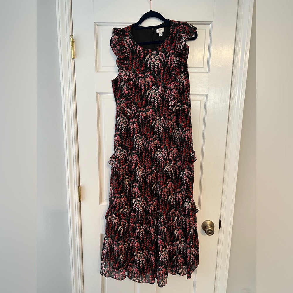 J. Crew Factory sleeveless floral ruffle tiered maxi dress